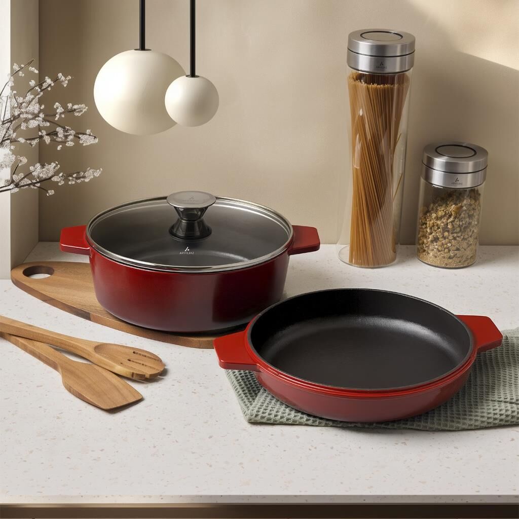 Aryıldız Duo Cast Iron K.Tencere Kırmızı 26Cm