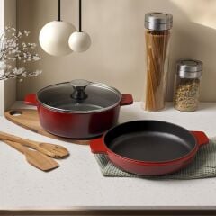 Aryıldız Duo Cast Iron K.Tencere Kırmızı 26Cm