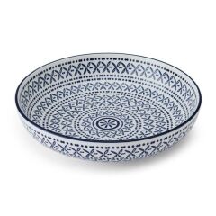 Mikasa MKPBOWLS43 Sırlı Seramik Kase Akdeniz Mavisi Desenli