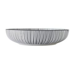 Mikasa MKPBOWLS42 Sırlı Seramik Kase Siyah Çizgi Desenli
