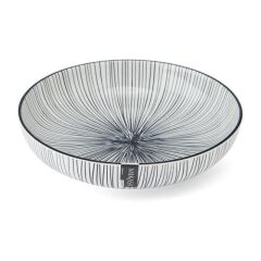 Mikasa MKPBOWLS42 Sırlı Seramik Kase Siyah Çizgi Desenli