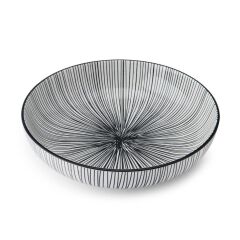 Mikasa MKPBOWLS42 Sırlı Seramik Kase Siyah Çizgi Desenli