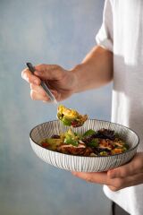 Mikasa MKPBOWLS42 Sırlı Seramik Kase Siyah Çizgi Desenli