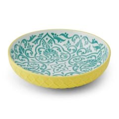 Mikasa MKPBOWLS41 Sırlı Seramik Kase Sarı ve Mavi Geometrik Desenli