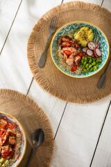 Mikasa MKPBOWLS41 Sırlı Seramik Kase Sarı ve Mavi Geometrik Desenli
