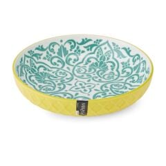 Mikasa MKPBOWLS41 Sırlı Seramik Kase Sarı ve Mavi Geometrik Desenli
