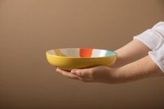 Mikasa MKPBOWLS40 Sırlı Seramik Kase Sarı Soyut Desenli