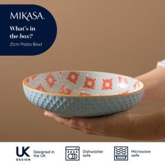 Mikasa MKPBOWLS32 Sırlı Seramik Kase Mavi Mozaik Desenli