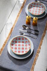 Mikasa MKPBOWLS32 Sırlı Seramik Kase Mavi Mozaik Desenli