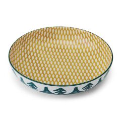 Mikasa MKPBOWLS28 Sırlı Seramik Kase Yeşil Yaprak Desenli