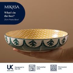 Mikasa MKPBOWLS28 Sırlı Seramik Kase Yeşil Yaprak Desenli