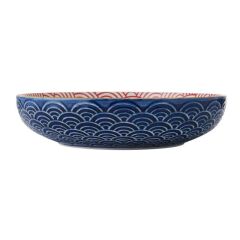 Mikasa MKPBOWLS27 Sırlı Seramik Kase Mavi Kavis Desenli