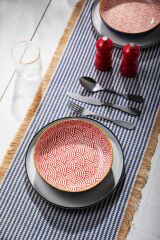 Mikasa MKPBOWLS27 Sırlı Seramik Kase Mavi Kavis Desenli