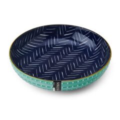 Mikasa MKPBOWLS18 Sırlı Seramik Kase İndigo Chevron Desenli