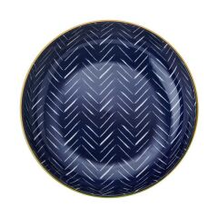 Mikasa MKPBOWLS18 Sırlı Seramik Kase İndigo Chevron Desenli