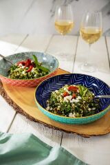 Mikasa MKPBOWLS18 Sırlı Seramik Kase İndigo Chevron Desenli