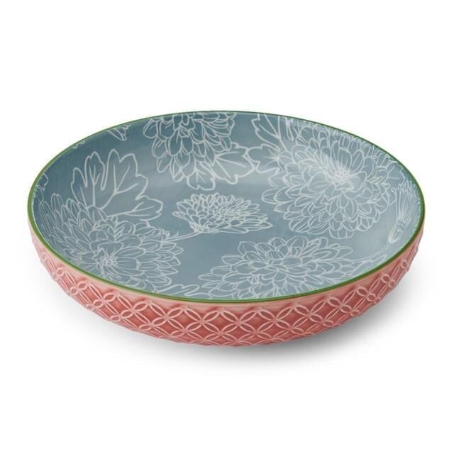 Mikasa MKPBOWLS13 Sırlı Seramik Kase Geometrik Yaprak Desenli