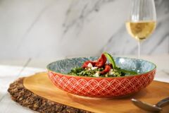 Mikasa MKPBOWLS13 Sırlı Seramik Kase Geometrik Yaprak Desenli