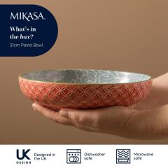 Mikasa MKPBOWLS13 Sırlı Seramik Kase Geometrik Yaprak Desenli