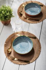 Mikasa MKPBOWLS13 Sırlı Seramik Kase Geometrik Yaprak Desenli