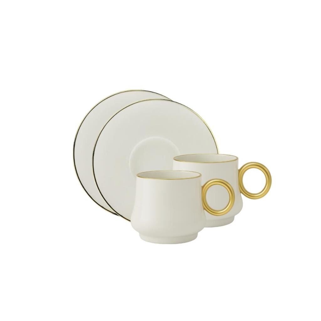 Sandro Moreno Kahve Fincan Seti 1453 Yüzük Full Gold 4 Parça