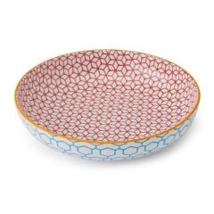 Mikasa MKPBOWLS06 Sırlı Seramik Kase Geometrik Mavi Desenli