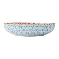 Mikasa MKPBOWLS06 Sırlı Seramik Kase Geometrik Mavi Desenli
