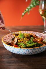 Mikasa MKPBOWLS06 Sırlı Seramik Kase Geometrik Mavi Desenli