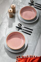 Mikasa MKPBOWLS06 Sırlı Seramik Kase Geometrik Mavi Desenli