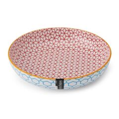 Mikasa MKPBOWLS06 Sırlı Seramik Kase Geometrik Mavi Desenli