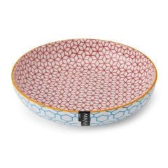 Mikasa MKPBOWLS06 Sırlı Seramik Kase Geometrik Mavi Desenli
