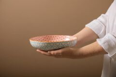 Mikasa MKPBOWLS06 Sırlı Seramik Kase Geometrik Mavi Desenli