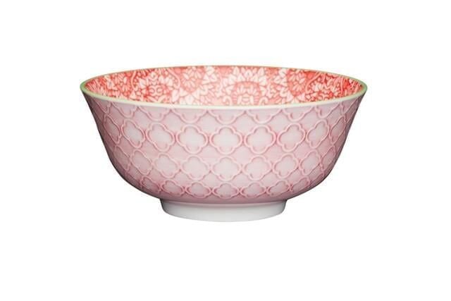 Mikasa KCBOWL12 Sırlı Seramik Kase Kırmızı Rose Garden Desenli