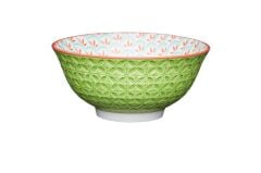 Mikasa KCBOWL31 Sırlı Seramik Kase Geometrik Açık Yeşil Desenli