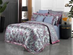 Sarev Knıdos Ipek Saten Nevresim Takımı Çift Kişilik , .Mavi