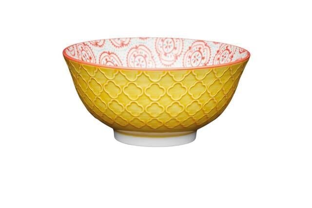 Mikasa KCBOWL30 Sırlı Seramik Kase Sarı Çiçek Desenli