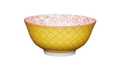 Mikasa KCBOWL30 Sırlı Seramik Kase Sarı Çiçek Desenli
