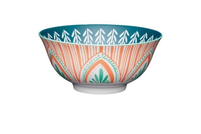 Mikasa KCBOWL29 Sırlı Seramik Kase Karışık Etnik Yaprak Desenli