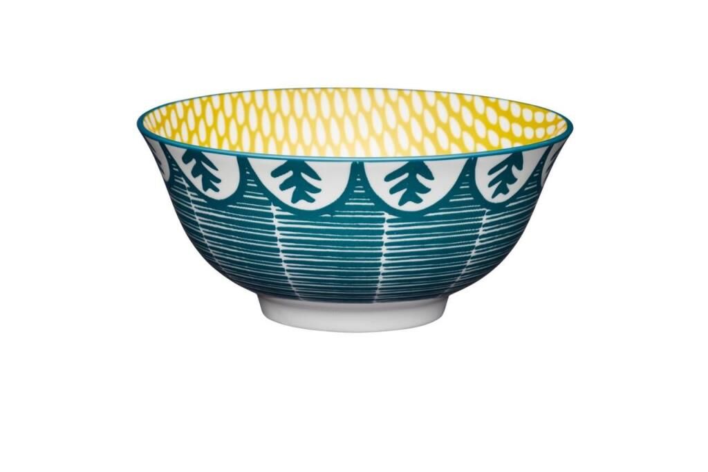 Mikasa Sırlı Seramik Kase Yaprak Yeşili Desenli