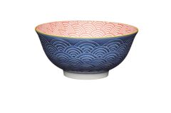 Mikasa KCBOWL27 Sırlı Seramik Kase Mavi Kavis Desenli