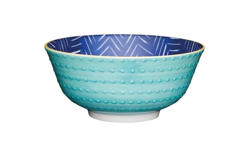 Mikasa KCBOWL18 Sırlı Seramik Kase Yapraklı İndigo Desenli