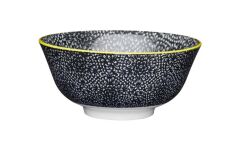 Mikasa KCBOWL15 Sırlı Seramik Kase Siyah Çiçek Desenli