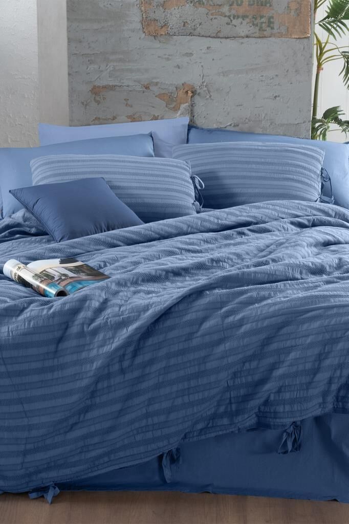 Sarev Toledo Mavi Mood Comfort Tek Kişilik %100 Pamuk Çift Taraflı Yıkamalı Nevresim Takımı