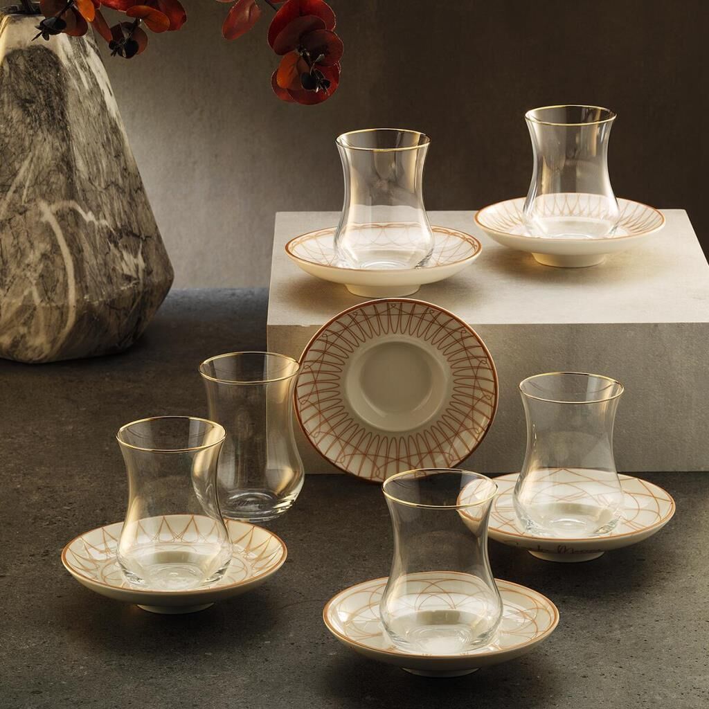 Sandro Moreno 1898 Davinci Beyaz 12 Parça 6 Kişilik Çay Seti 150 ml