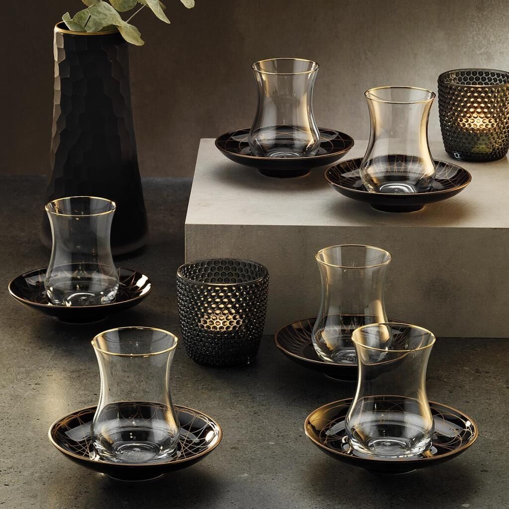 Sandro Moreno 1898 Davinci Siyah 12 Parça 6 Kişilik Çay Seti 150 ml