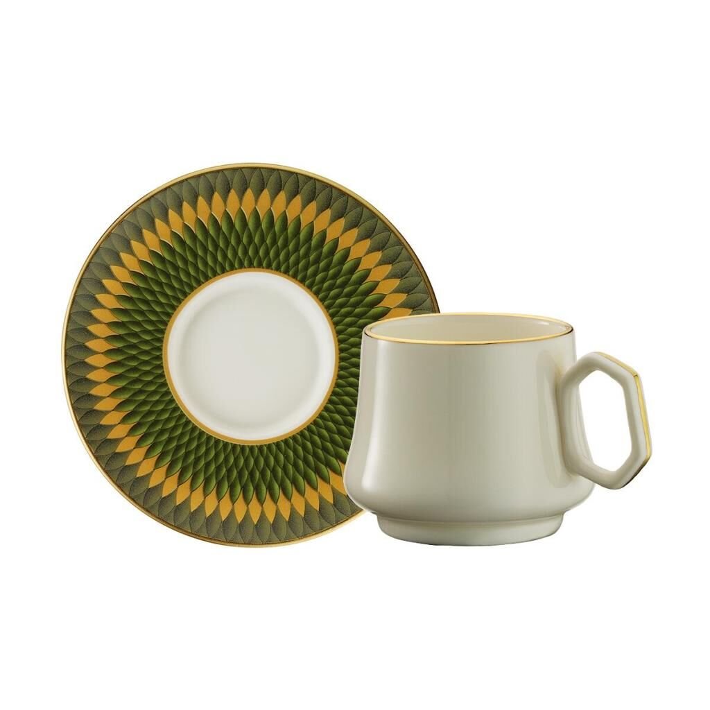 Sandro Moreno 1453 Farfar Geometrik Gold 12 Parça 6 Kişilik Kahve Fincan Takımı 90 ml