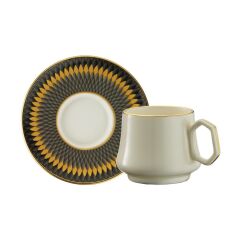 Sandro Moreno 1453 Farfar Geometrik Gold 12 Parça 6 Kişilik Kahve Fincan Takımı 90 ml