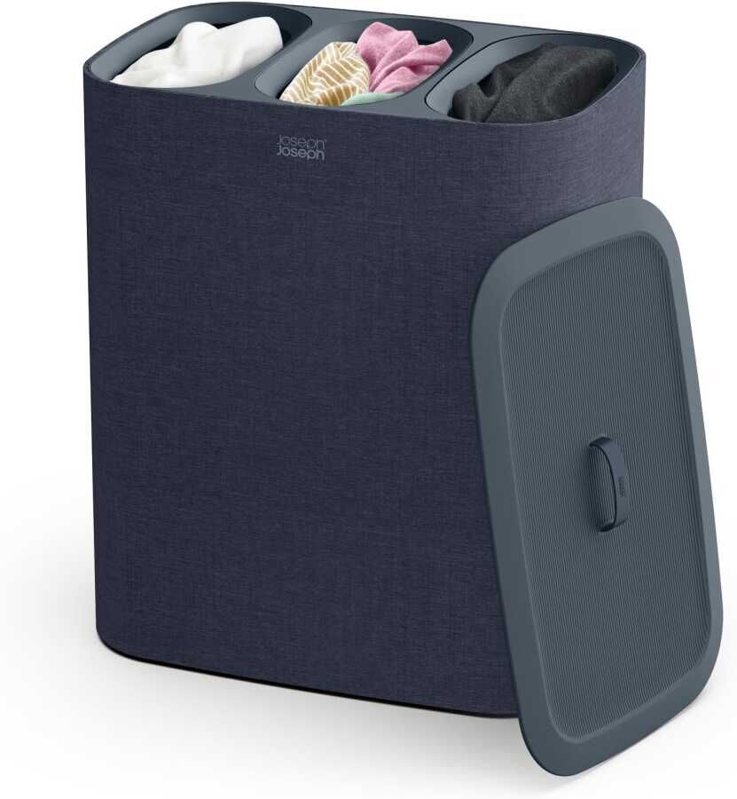 Joseph Joseph Tota 90 L Trio 3 Bölmeli Çamaşır Ayırma Sepeti Siyah