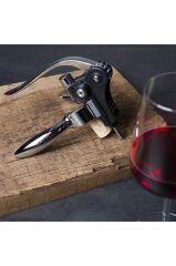 Vacu Vin Kaldıraçlı Tirbuşon Yatay, Paslanmaz Çelik, Siyah, Kutulu