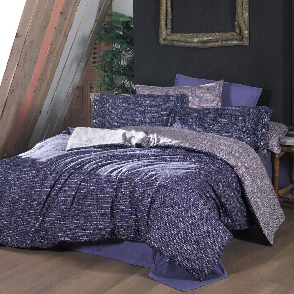 Sarev Glamis Çift Kişilik %100 Pamuk Flanel (Pazen) Nevresim Takımı-Lila